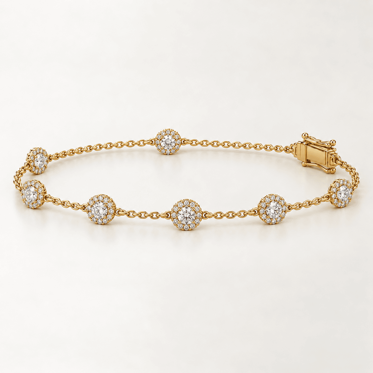 Halo Diamond Station Bracelet in 14k Yellow Gold product preview